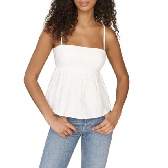 Reformation Swan White Linen Top Size Large - Picture 2 of 9